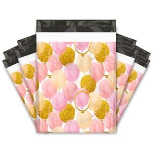 20 10x13 Pink and Gold Balloons Designer Poly Mailers Shipping Envelopes